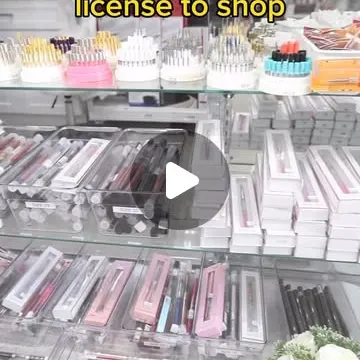 Glass display case of lashes and tools, text "You don't need a license to shop". 19K likes, 110 comments.