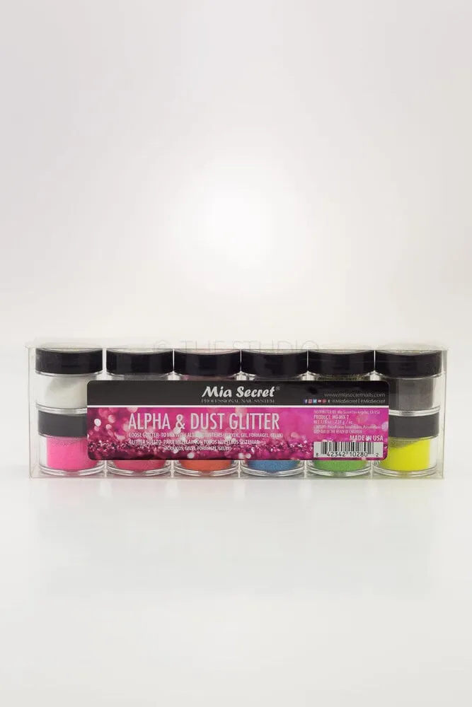 Mia Secret - Nail Art Powder - Alpha & Dust Glitter - 12 count