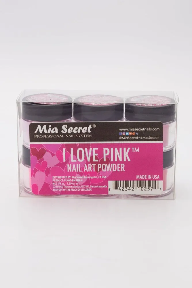 Mia Secret - Nail Art Powder - I Love Pink - 6 count