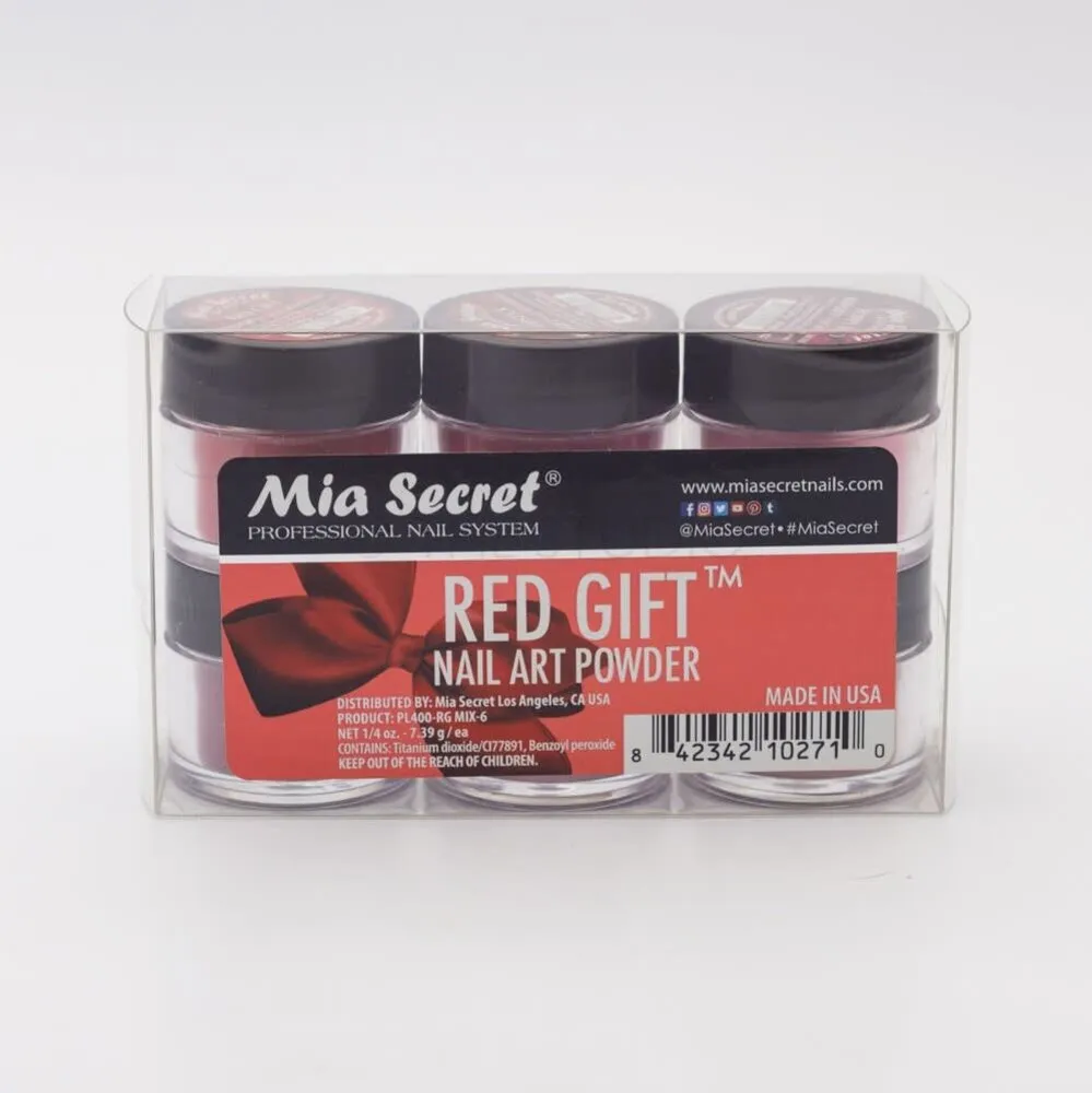 Mia Secret - Nail Art Powder - Red Gift - 6 count