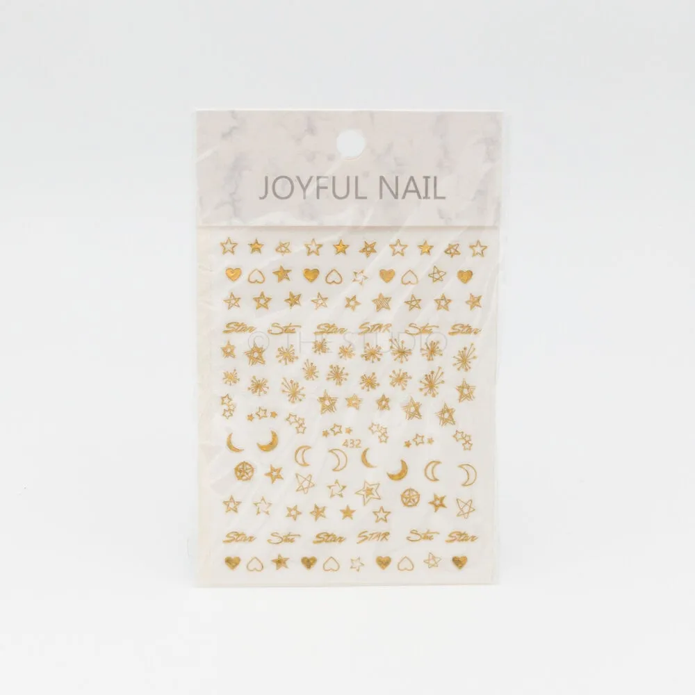 Heart Moon Stars Sticker - Gold - 432
