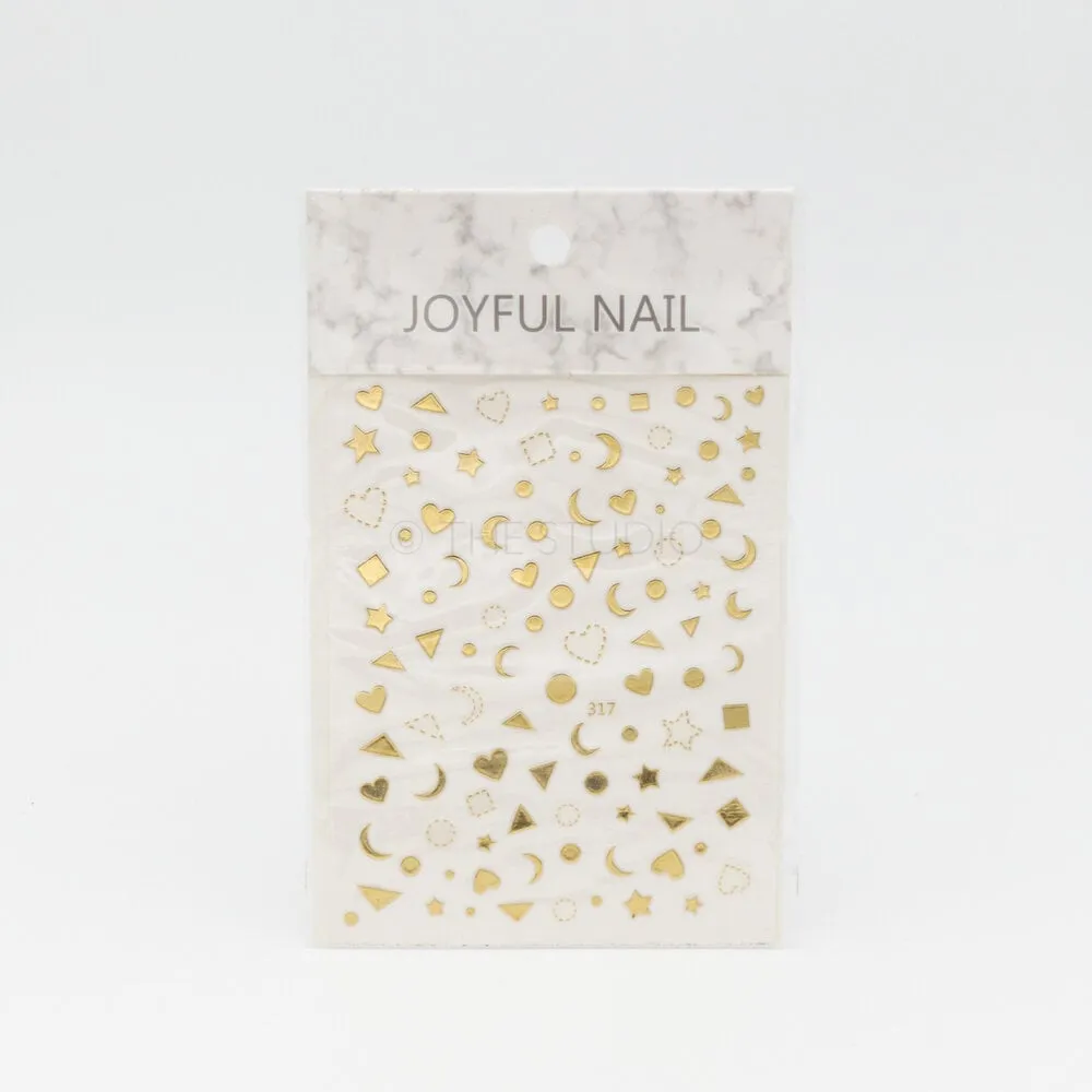 Heart Moon Stars Sticker - Gold - 317