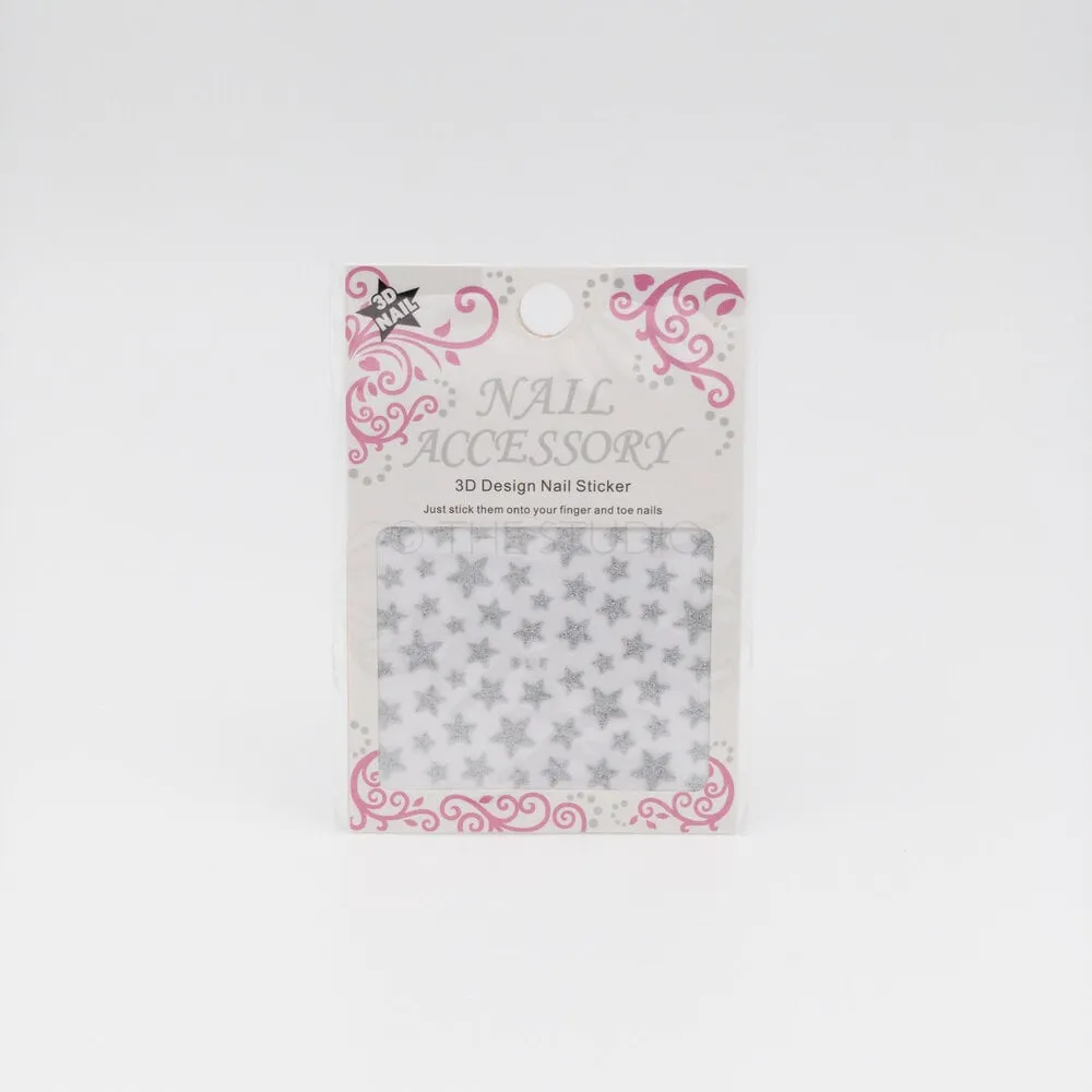 Stars Sticker - Silver - 3D Nail