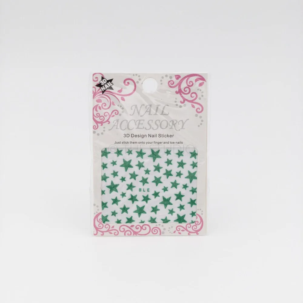 Stars Sticker - Green - 3D Nail