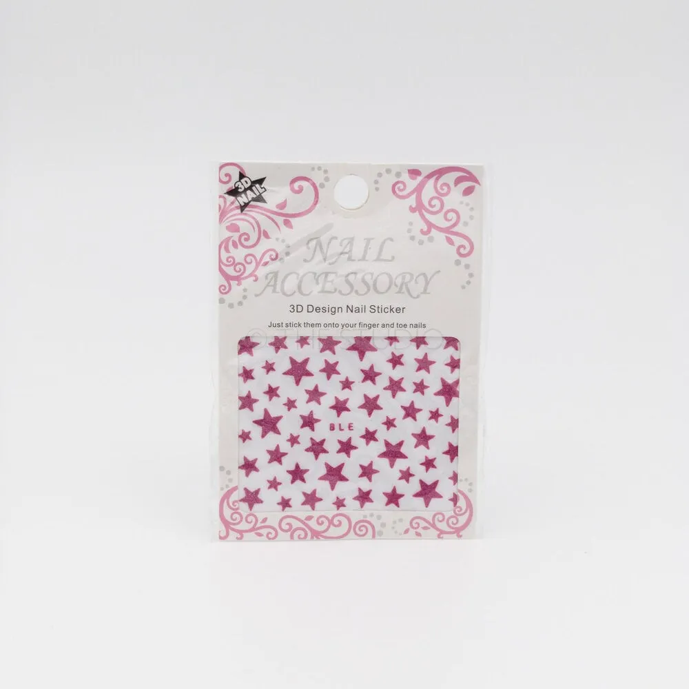 Stars Sticker - Hot Pink - 3D Nail