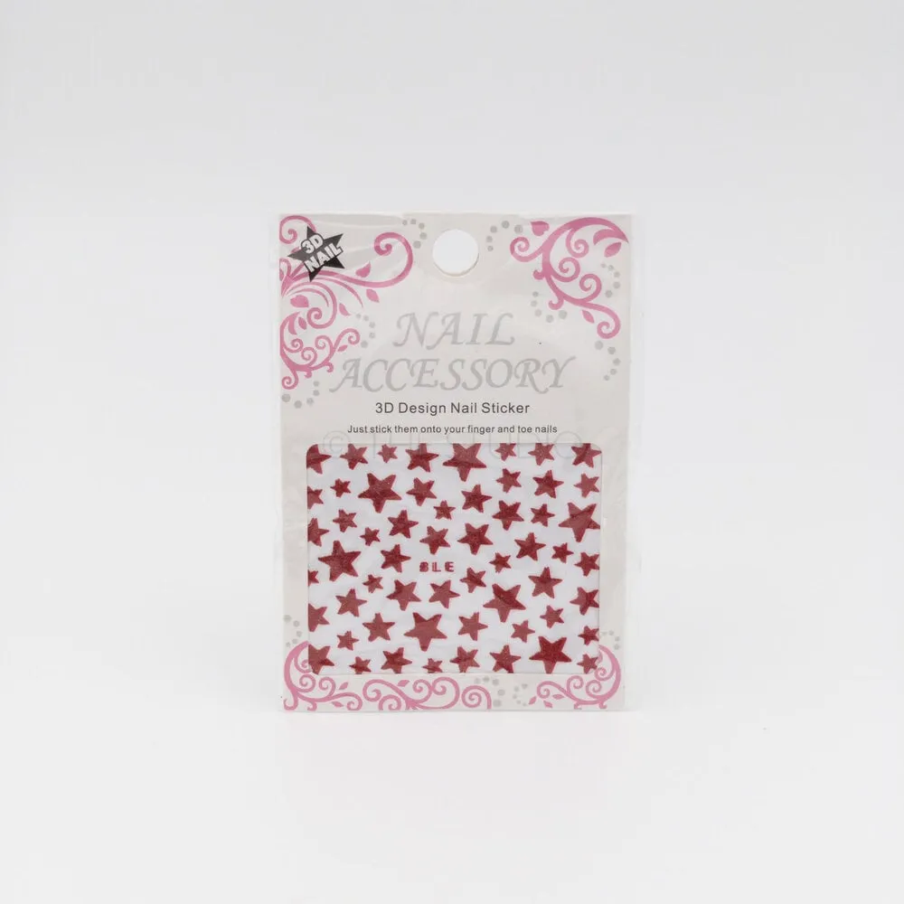 Stars Sticker - Red - 3D Nail