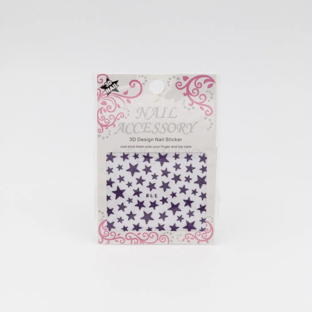 Stars Sticker - Purple - 3D Nail