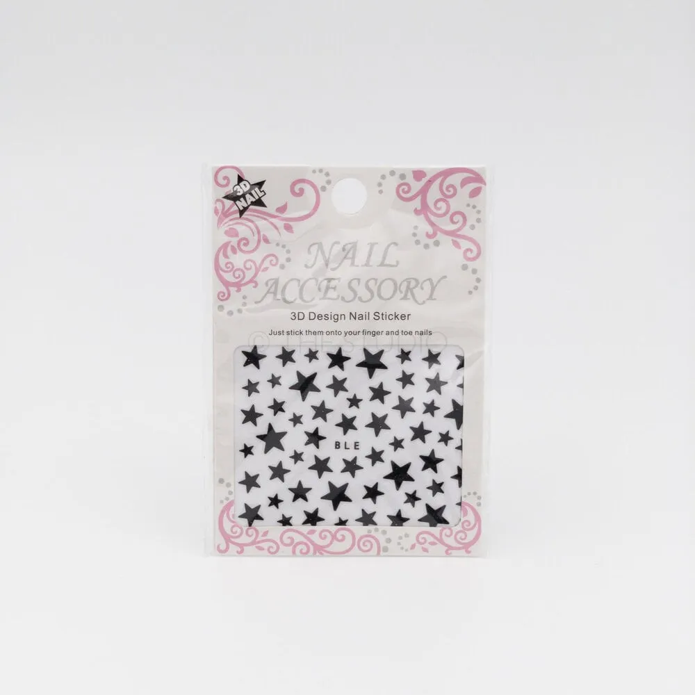 Stars Sticker - Black - 3D Nail