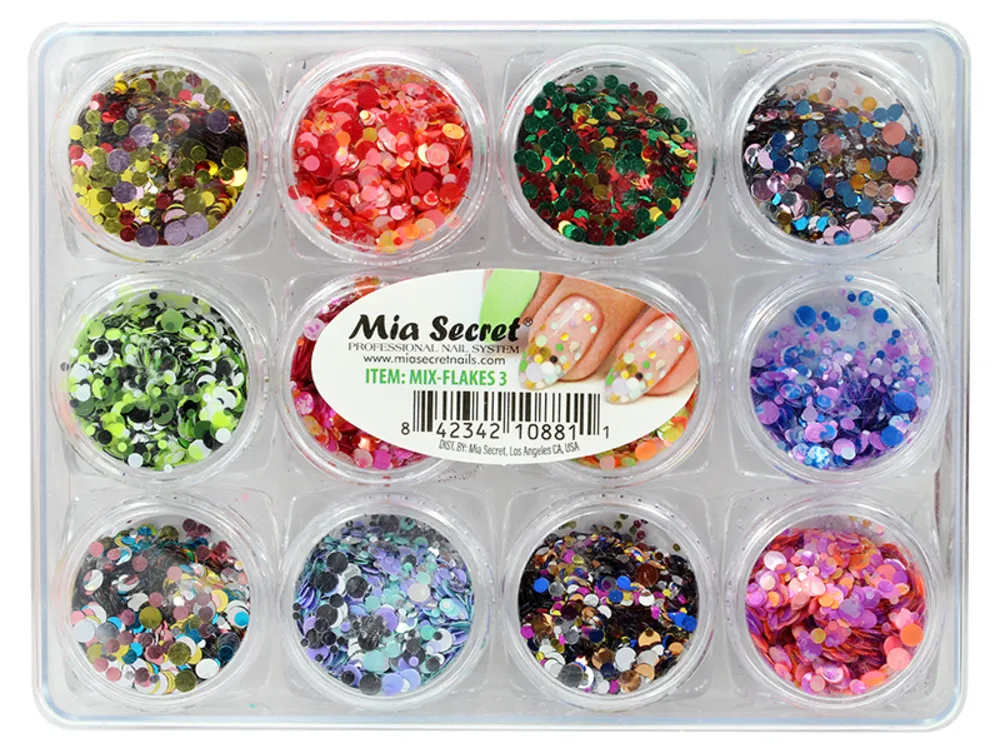 Mia Secret - Nail Art Mix Flakes 3 - 12 ct