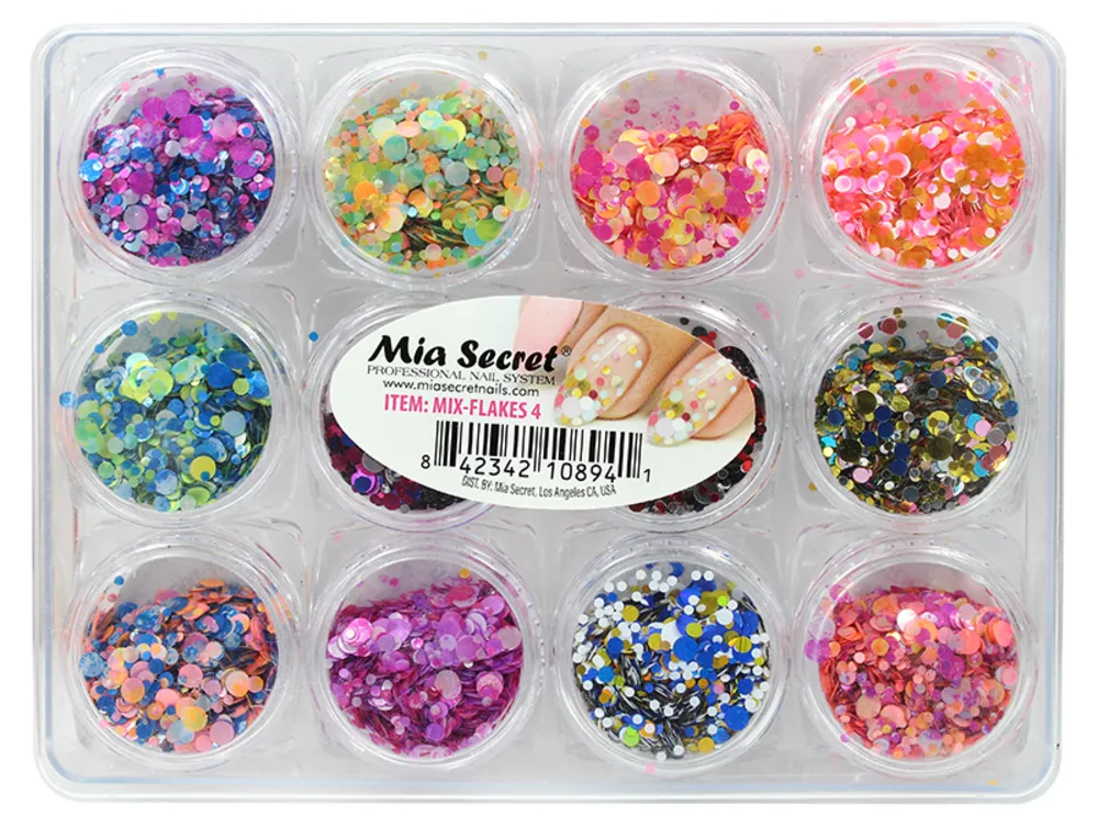 Mia Secret - Nail Art Mix Flakes 4 - 12 ct
