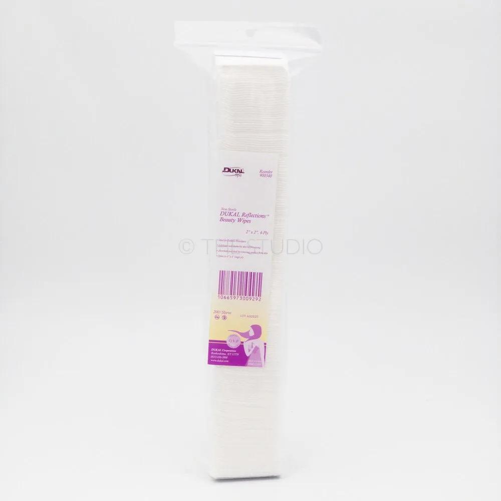 Dukal Spa - Non-Sterile Beauty Wipes - 2"x2" 4-ply - 200 ct - 900340