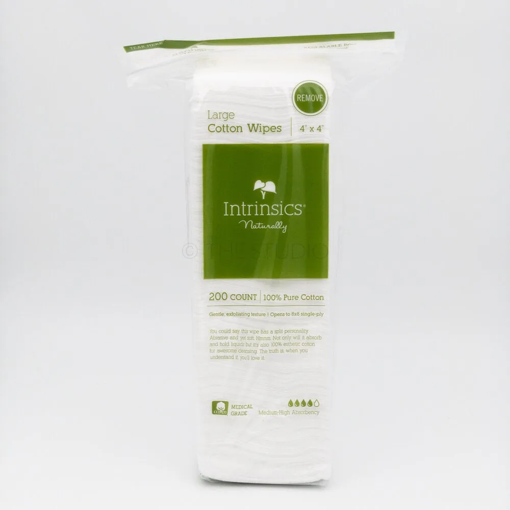 Intrinsics - 4"x4” Large Cotton Wipes - 200 Count - 401412