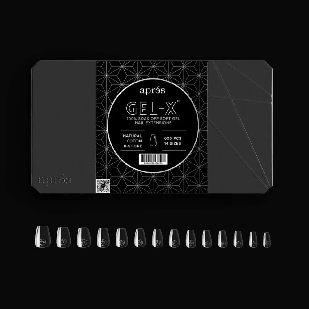 Apres - Tip Box 2.0 Gel X - Clear - Natural Coffin - Extra Short