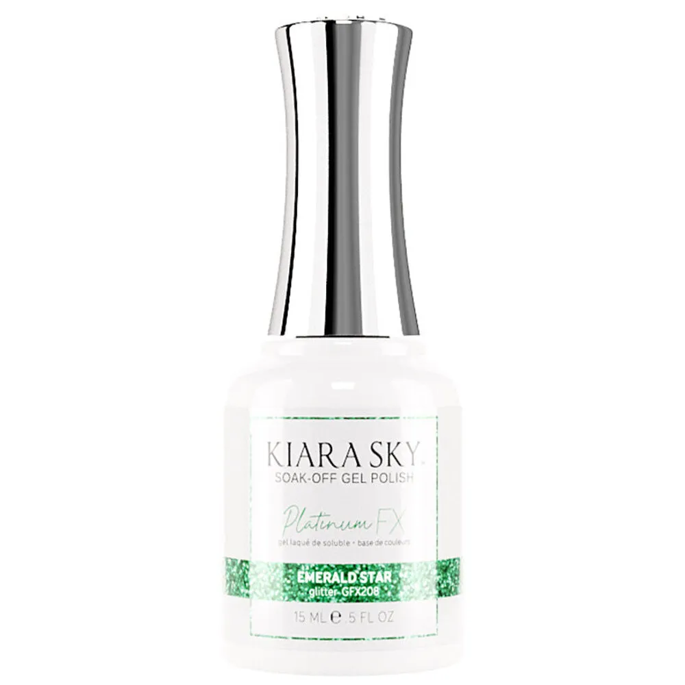 Kiara Sky - Platinum FX Glitter Gel - 208 Emerald Star - 0.5 oz