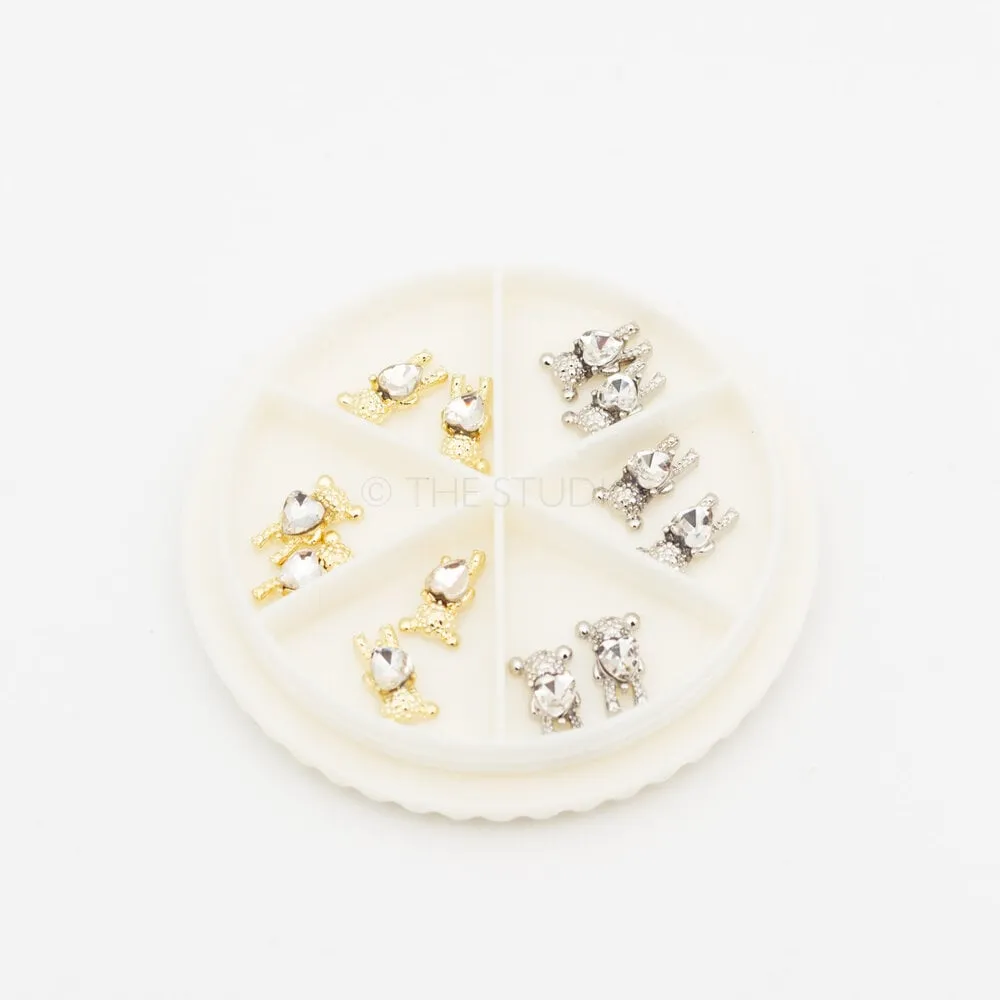 The Studio - Art Pack #535 - Bear Charms - Gold and Silver - 12 pcs