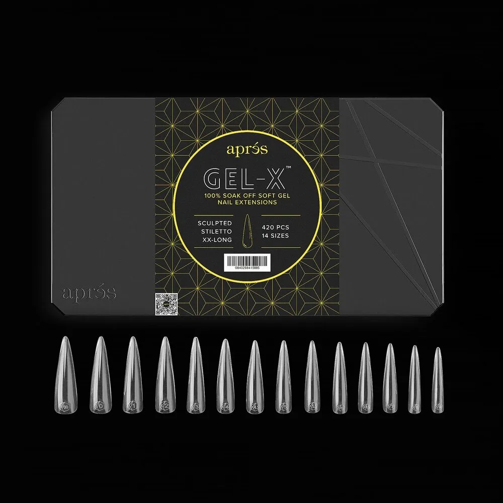 Apres - Tip Box 2.0 Gel X - Clear - Sculpted Stiletto - XX Long
