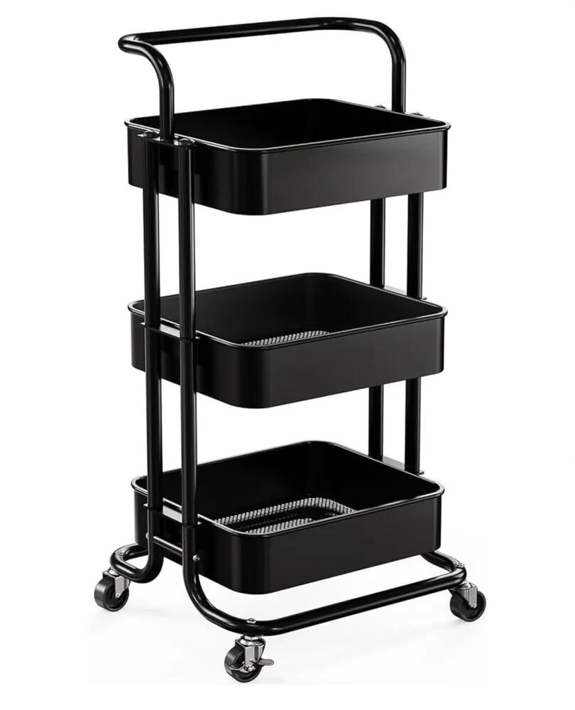 Rolling Utility Cart - Metal - Black