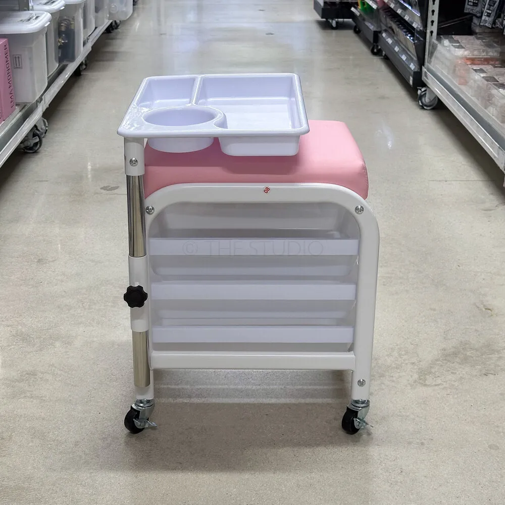 Pedicure Cart with Tray - Pink