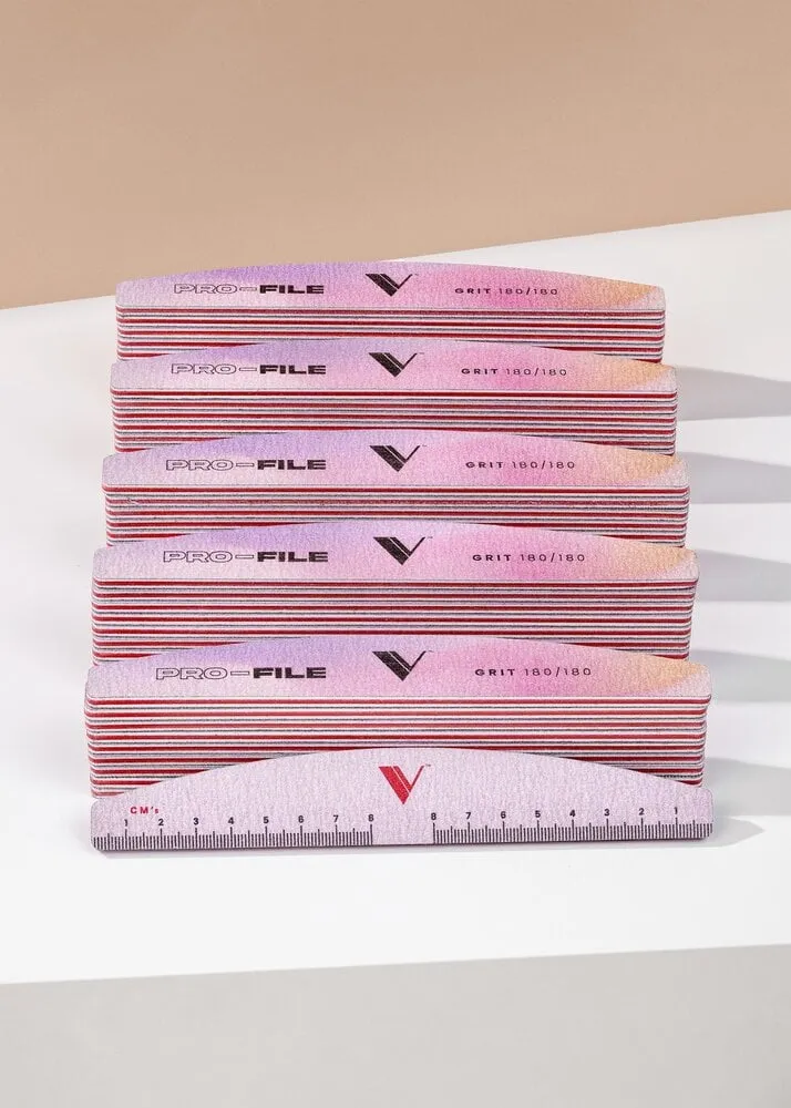 V Beauty Pure - Files - 180/180 - Pink Halfmoon - 50 ct
