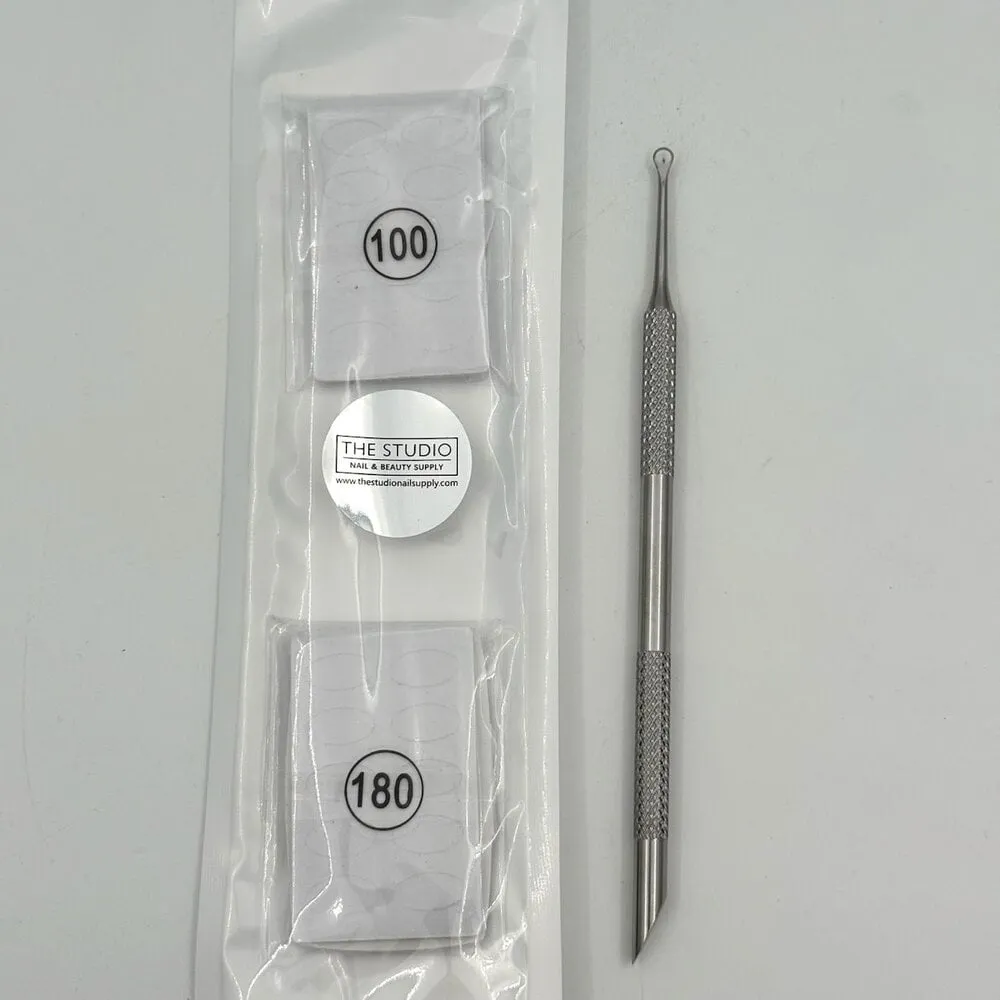 The Studio - Dual Ended Cuticle Pusher With Sandpaper Sheets