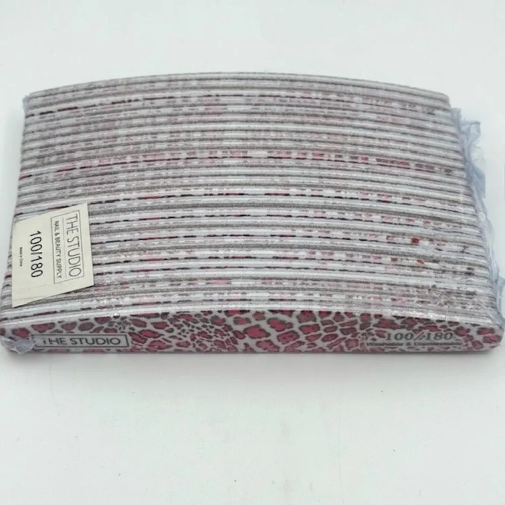 The Studio - Files - Oval - 100/180 - Pink/White - Leopard - 25 Count