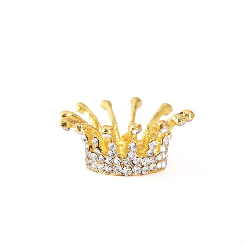 Small Crown Brush Holder - Gold with Rhinestones