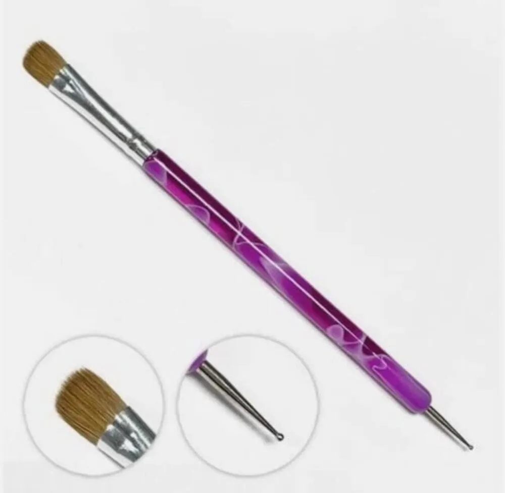 DL - French/Clean Up Brush - Kolinsky with Dotting Tool - #14 - Pink