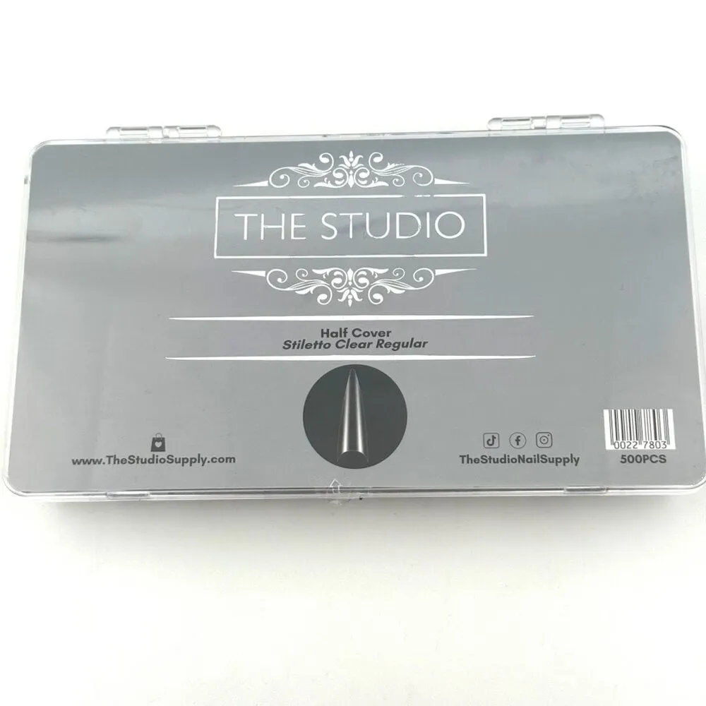 The Studio - Tip Box - Half Cover - Stiletto Clear - Regular