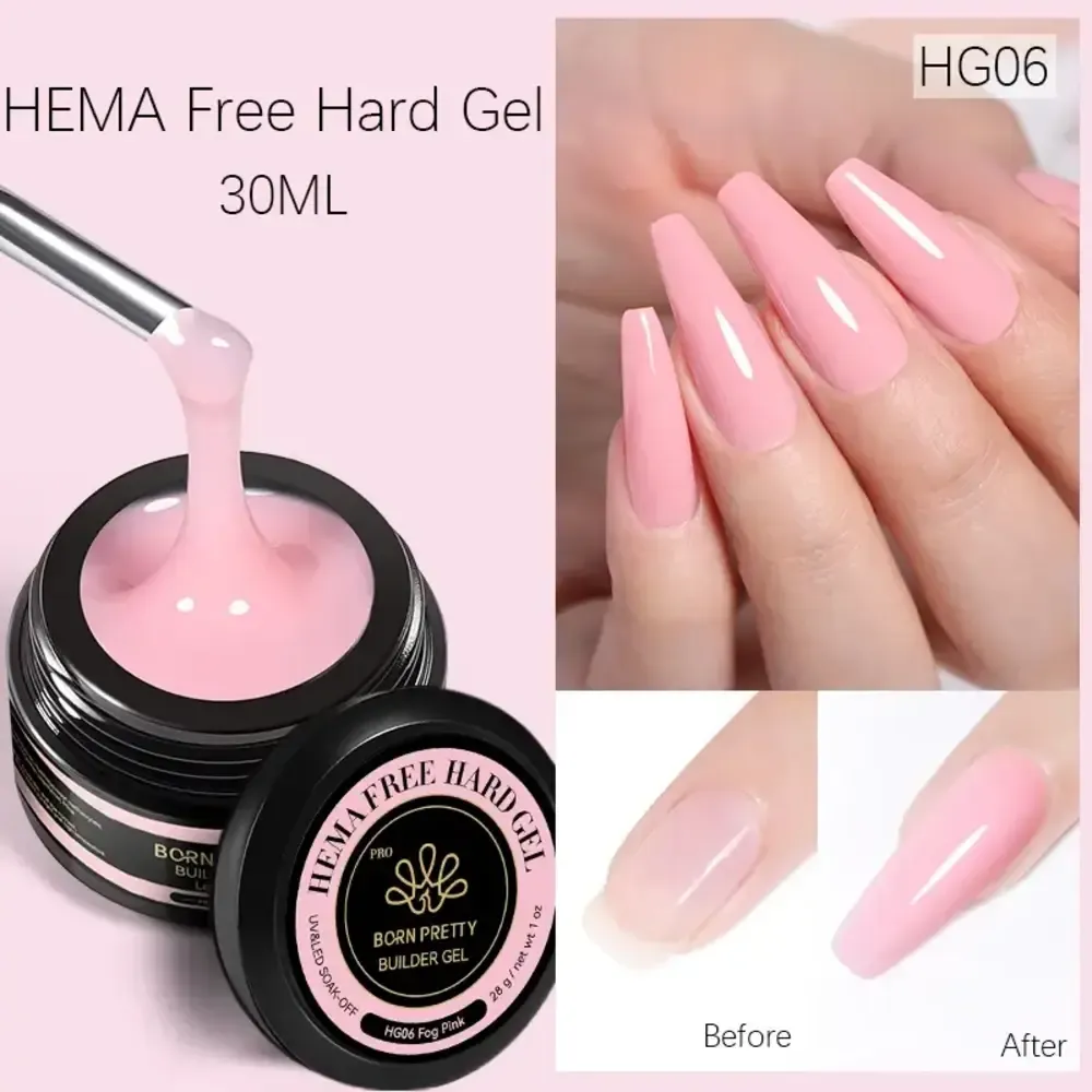 Born Pretty - Hema Free Hard Gel - HG06 - Fog Pink - 1 oz