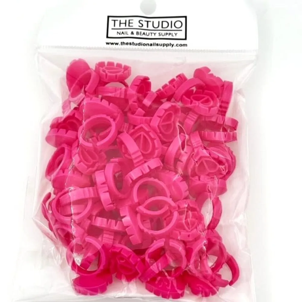 The Studio - Lash Glue Heart Rings - Hot Pink - 50 ct