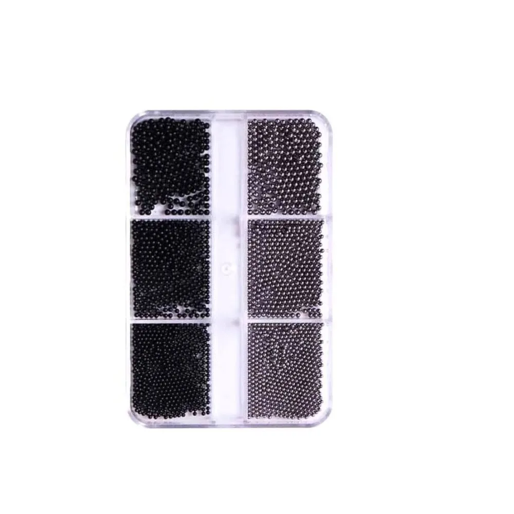 The Studio - Caviar Beads - Black and Silver - 6 pcs