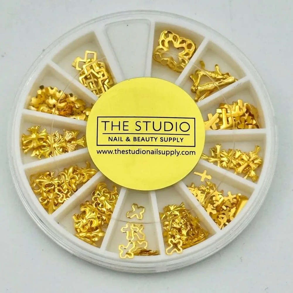 The Studio - Wheel - Assorted Nail Art Crosses - Gold