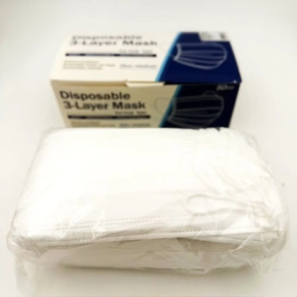 Face Mask - Disposable - White 3 Layer - 50 count