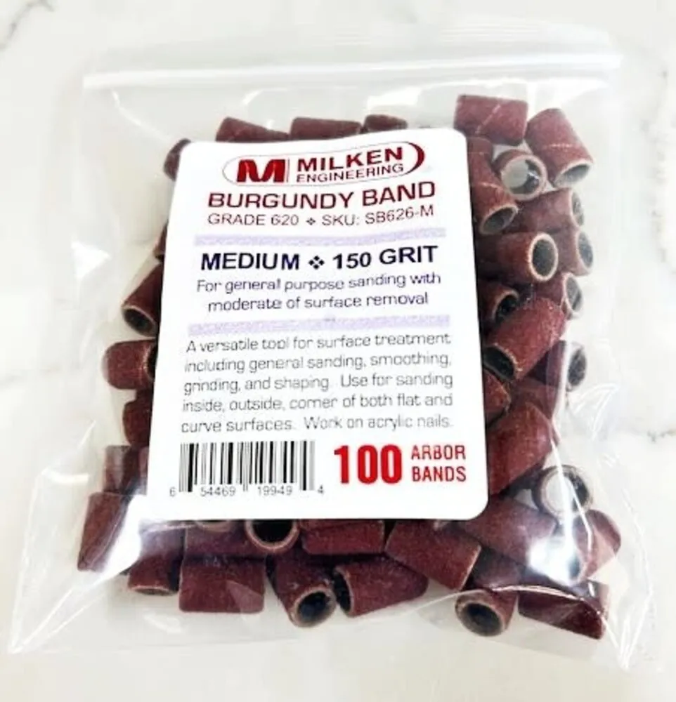 Milken - Burgundy Sanding Bands - 100 count - Medium - 150 Grit