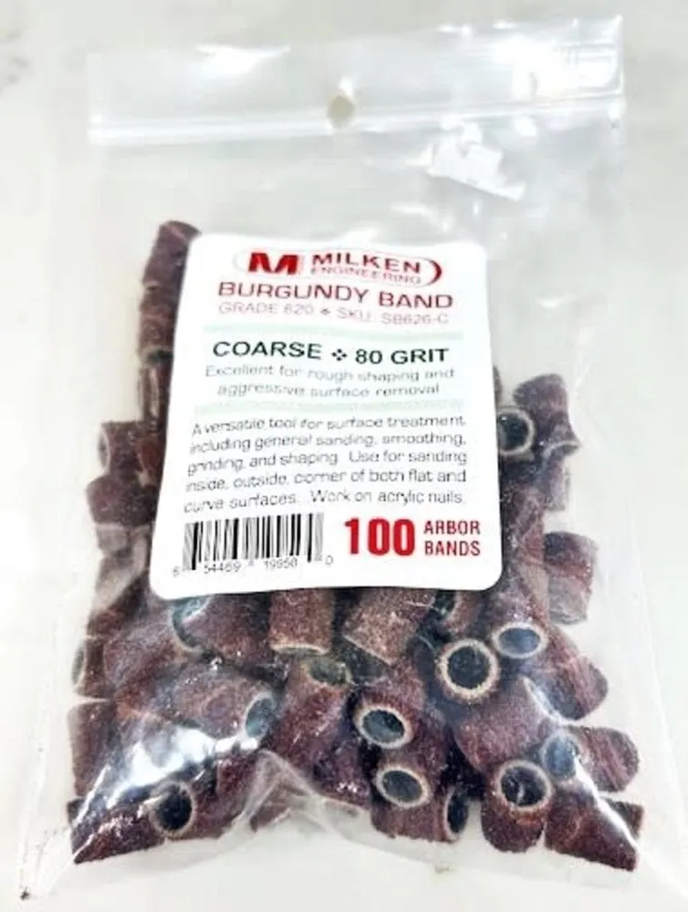 Milken - Burgundy Sanding Bands - 100 count - Coarse - 80 Grit
