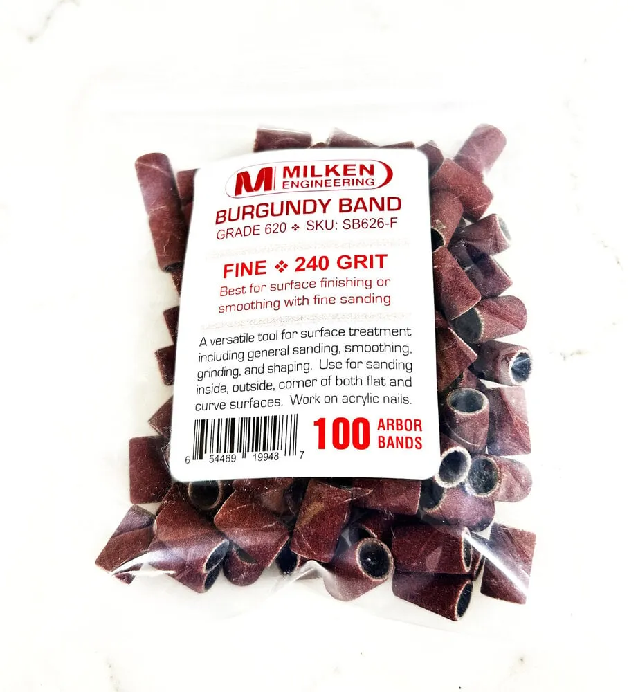 Milken - Burgundy Sanding Bands - 100 count - Fine - 240 Grit