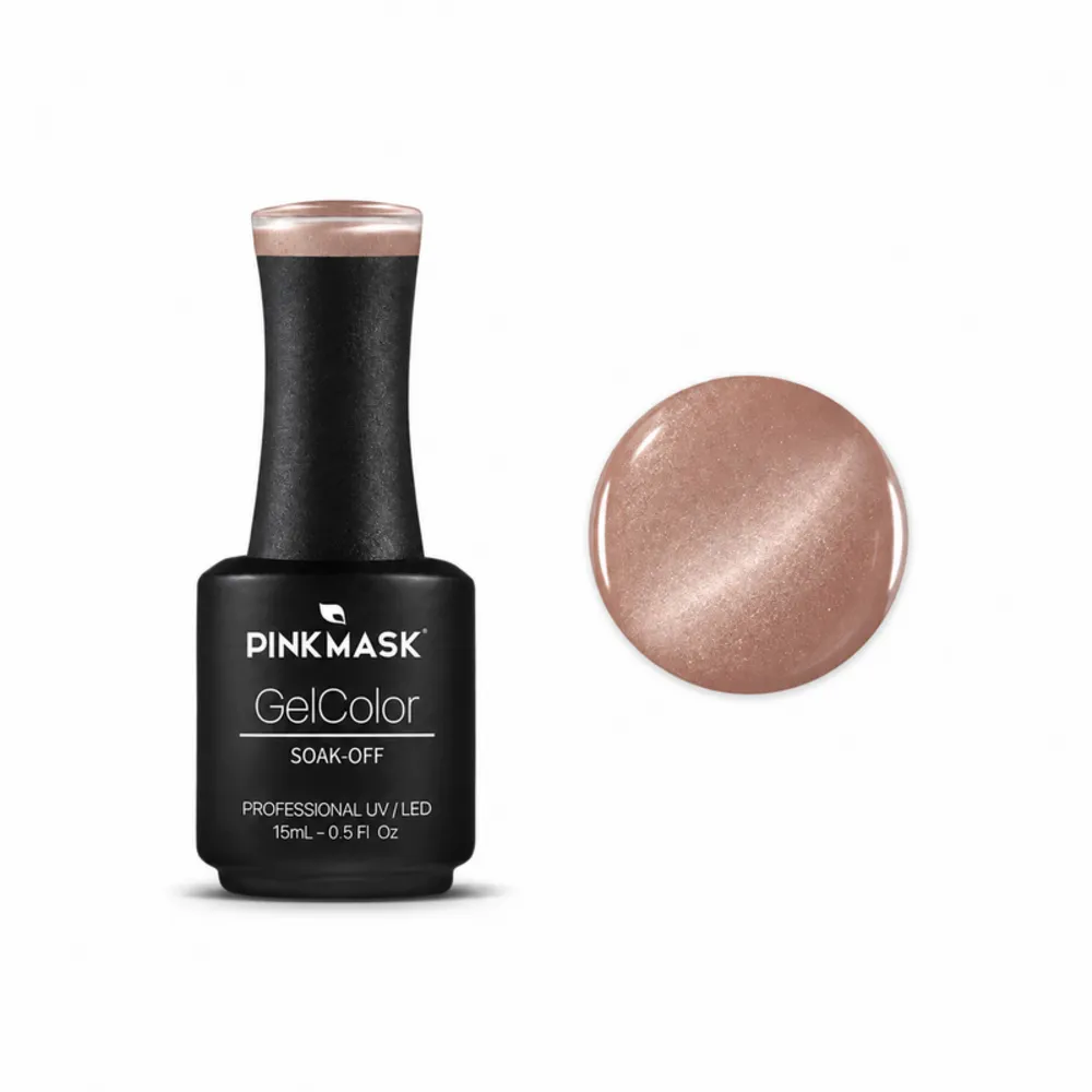 Pink Mask - Gel Polish - Crystal Nude Cat Eye - Peach Glow