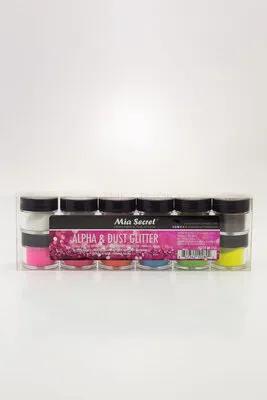 Nail Art Powder - Alpha & Dust Glitter - 12 count