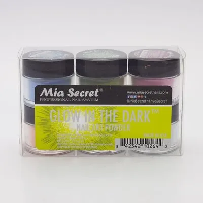 Nail Art Powder - Glow In The Dark - 6 count