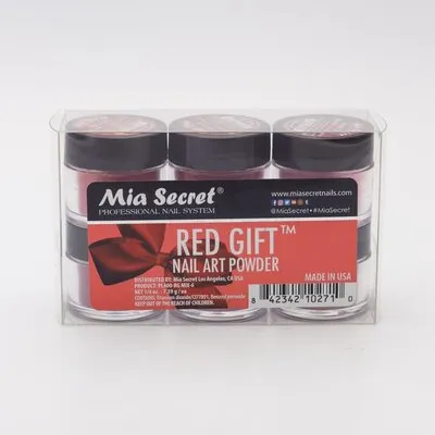 Nail Art Powder - Red Gift - 6 count
