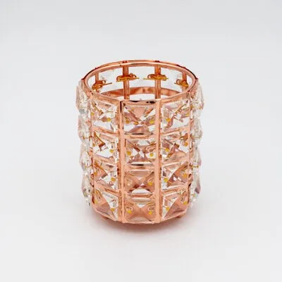 Circle Brush Holder w/ Square Crystal - Rose Gold
