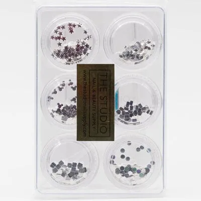 Art Pack #112_230 - Assorted Silver Confetti - 6 pcs