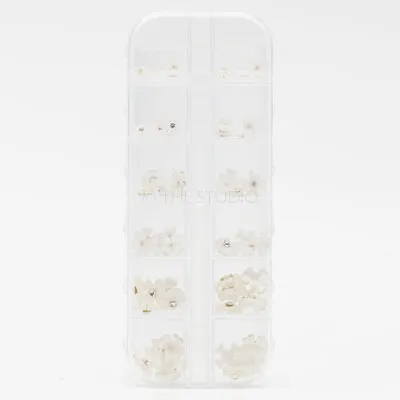 Art Pack #295 - White Flower Nail Art - 12 pcs