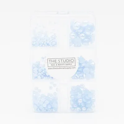 Art Pack #369 - Assorted Baby Blue Pearls - 6 pcs