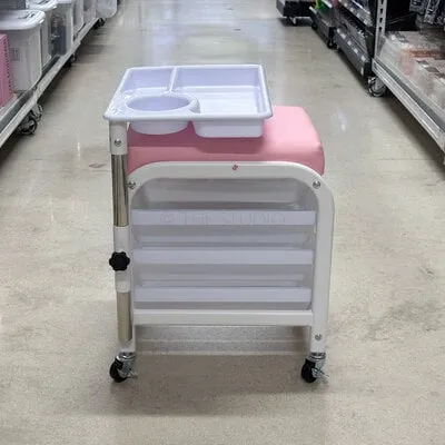 Pedicure Cart with Tray - Pink