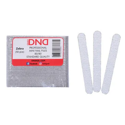 Mini Nail File - 80/80 Grit - Zebra - 50 pcs
