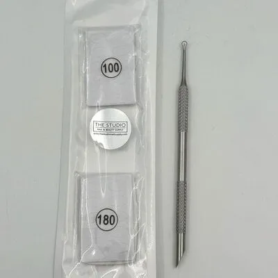Dual Ended Cuticle Pusher With Sandpaper Sheets