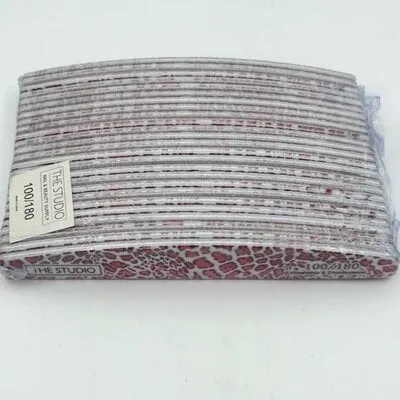 Files - Oval - 100/180 - Pink/White - Leopard - 25 Count