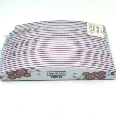 Files - Oval - 100/180 - Zebra/ Pink - Gear Flowers - 25 Count
