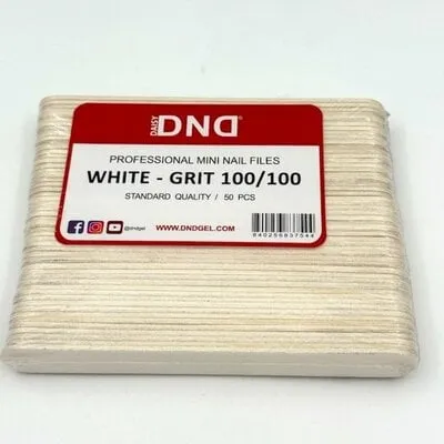 Mini Nail File - 100/100 Grit - White - 50 pcs